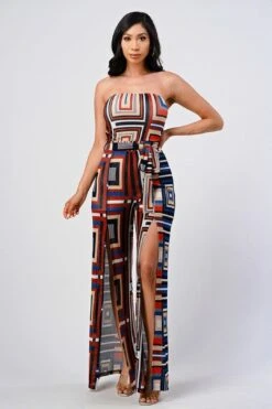 COULD I BE DREAMIN Multi Print Strapless Jumpsuit -Layer Outfit 37966949253378 5