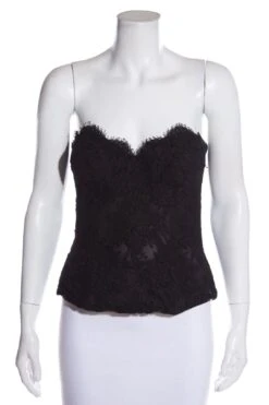 Donna Karen Black Bustier Lace Top SZ 12