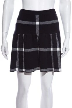 Alice + Olivia Black & White Plaid Wool Skirt SZ XS NWT