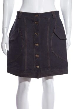 Acler Blue Denim Button Skirt SZ 8