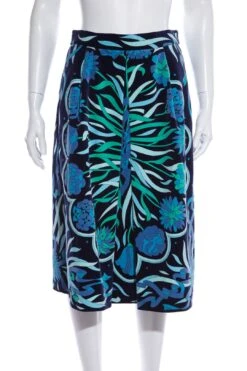Pucci Multi Blue Velvet Skirt SZ 8