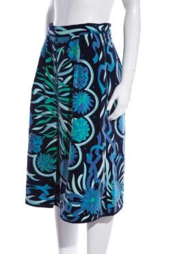 Pucci Multi Blue Velvet Skirt SZ 8 -Layer Outfit 38302886527213 4