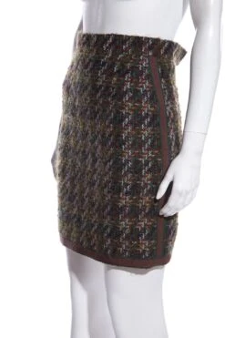 Chanel Boutique Vintage Green & Brown Tweed Mini Skirt SZ 34 -Layer Outfit 38314178347245 4