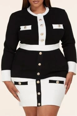 Two Piece Button Skirt Set, XL, 1X, 2X, 3X