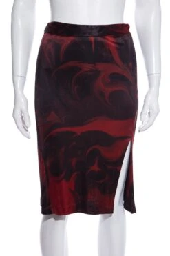 Gucci Red & Black Abstract Print Skirt SZ 38