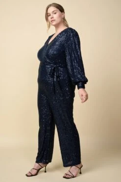 Plus Size - Sequin Wrap Jumpsuit -Layer Outfit 38422908174563 2