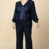 Plus Size - Sequin Wrap Jumpsuit -Layer Outfit 38422908305635 1