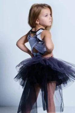 GIRLS HIGH LOW BLACK/GRAY TUTU SKIRT