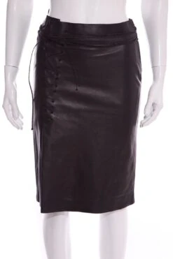 Vintage Gucci Black Leather Skirt SZ 40