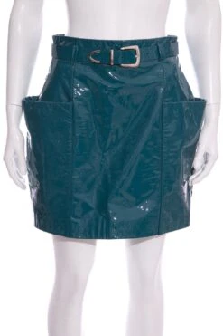 Sally LaPointe Teal Patent Skirt SZ 6 NWT