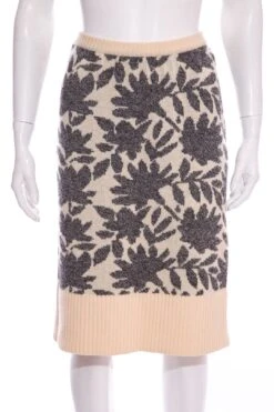 Vintage Pierre Balmain Ivory & Grey Knit Skirt SZ N/A