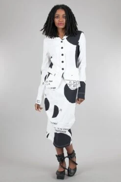 Sig Stretch Column Skirt, White/Black Dot -Layer Outfit 38620128215191 5