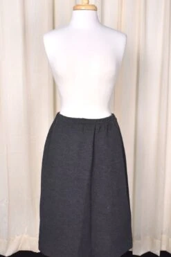 1960s Charcoal Wool Skirt Set -Layer Outfit 38666375725304 6