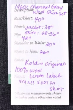 1960s Charcoal Wool Skirt Set -Layer Outfit 38666375823608 9