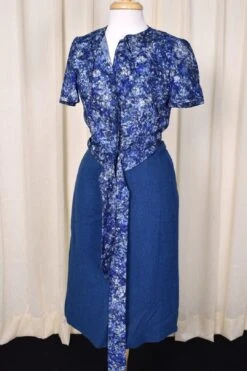 1950s Blue 3pc Tweed Skirt Suit -Layer Outfit 38666381656312 6