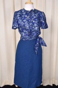 1950s Blue 3pc Tweed Skirt Suit -Layer Outfit 38666381787384 5