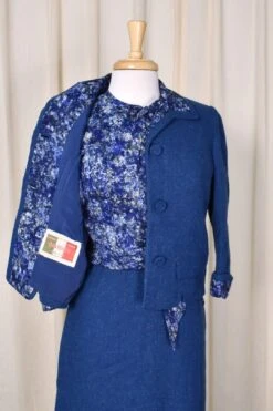 1950s Blue 3pc Tweed Skirt Suit -Layer Outfit 38666381918456 3