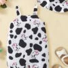 2PCS Cute Cow Printed Baby Jumpsuit Set