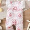 2PCS Pretty Floral Printed Sleeveless Baby Jumpsuit -Layer Outfit 38852296343772 1