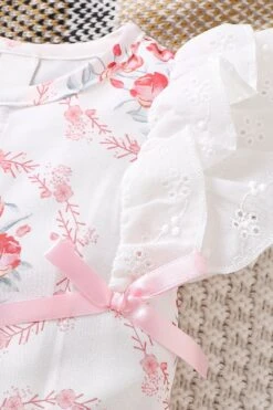 2PCS Pretty Floral Printed Sleeveless Baby Jumpsuit -Layer Outfit 38852296638684 3