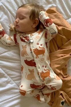 Funny Allover Cat Printed Baby Long Sleeve Jumpsuit