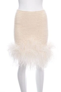 Magda Butrym Cream Crochet Skirt SZ 34