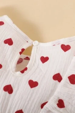 2PCS Cute Allover Heart Printed Bowknot Decor Sleeveless Jumpsuit -Layer Outfit 38919010517212 5