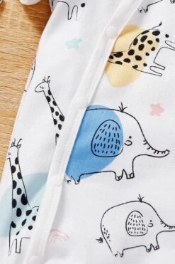 Cute Allover Elephant Giraffe Printed Baby Jumpsuit 13 Cute Allover Elephant Giraffe Printed Baby Jumpsuit -Layer Outfit 38921462120668 6