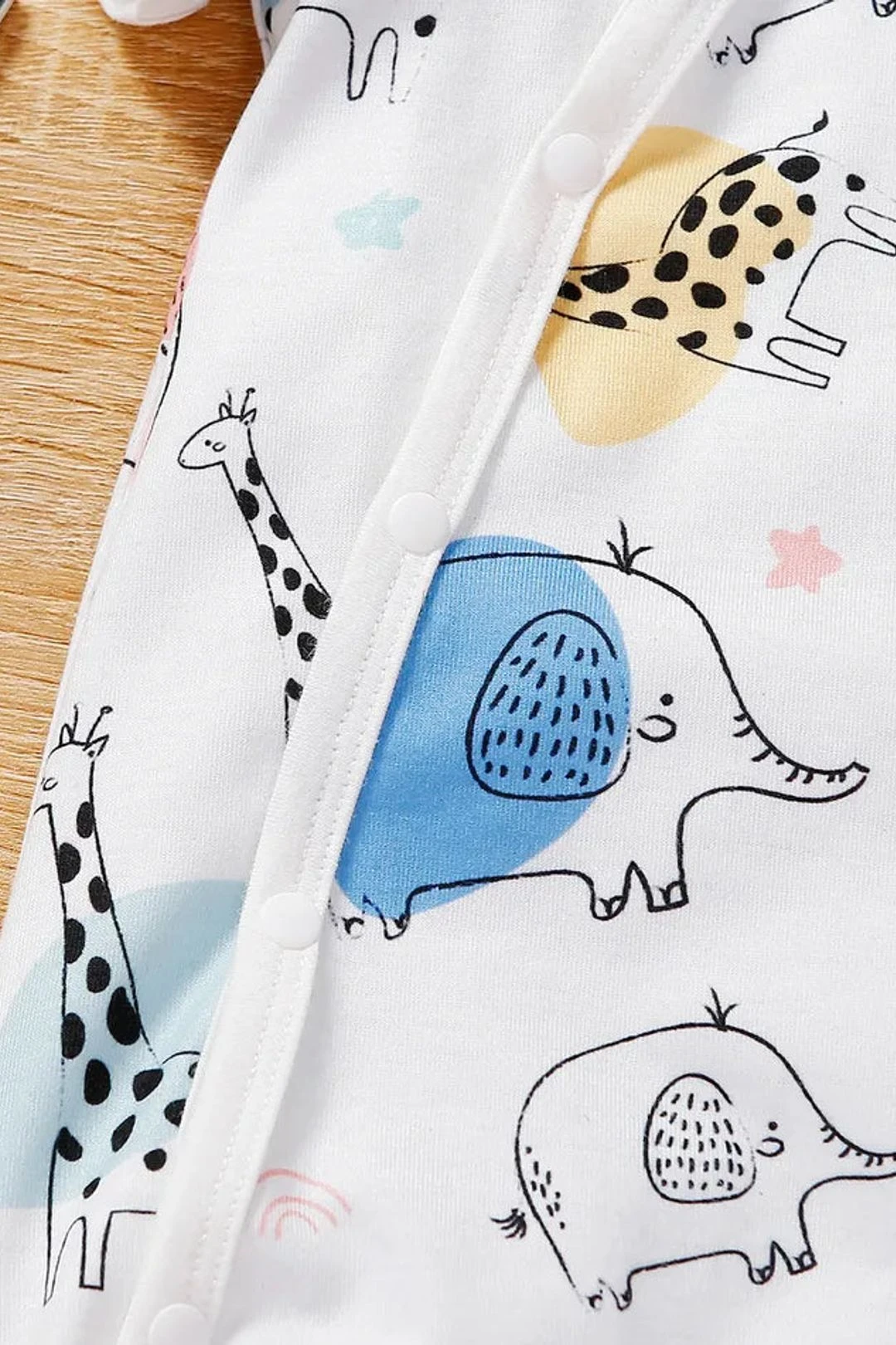 Cute Allover Elephant Giraffe Printed Baby Jumpsuit 8 Cute Allover Elephant Giraffe Printed Baby Jumpsuit - Image 6