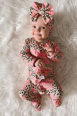 2PCS Daddy’s Girl Letter Spot Printed Baby Jumpsuit