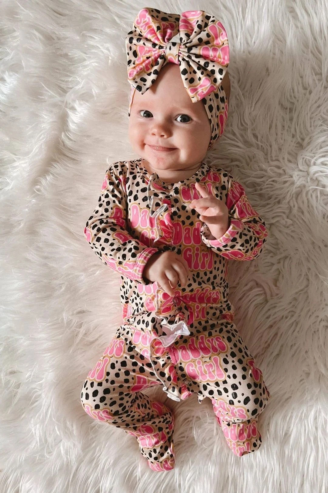 2PCS Daddy’s Girl Letter Spot Printed Baby Jumpsuit 3 2PCS Daddy’s Girl Letter Spot Printed Baby Jumpsuit