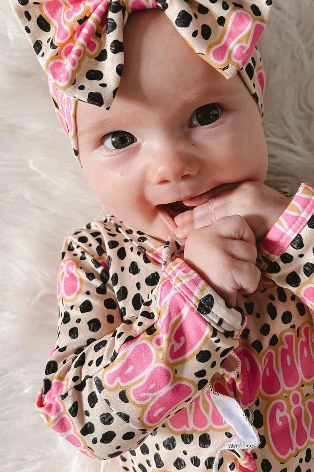 2PCS Daddy’s Girl Letter Spot Printed Baby Jumpsuit 4 2PCS Daddy’s Girl Letter Spot Printed Baby Jumpsuit - Image 2