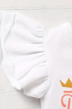 3PCS The Princess Has Arrived Letter Printed Bow Tie Skirt Baby Set -Layer Outfit 38949662982364 4