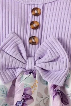 Sweet Floral Printed Bow Front Ruffle Trim Baby Romper Skirt -Layer Outfit 38967324115164 4