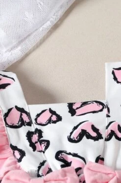 2PCS Lovely Bowknot Heart Printed Baby Sleeveless Jumpsuit -Layer Outfit 38988166496476 3