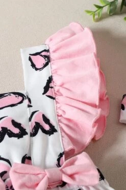 2PCS Lovely Bowknot Heart Printed Baby Sleeveless Jumpsuit -Layer Outfit 38988166562012 4