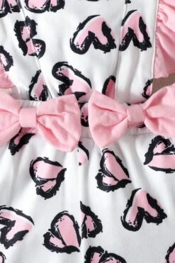 2PCS Lovely Bowknot Heart Printed Baby Sleeveless Jumpsuit -Layer Outfit 38988166594780 5