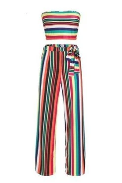 Sexy Boho Two-piece Stripe Jumpsuit -Layer Outfit 3898878820430 4