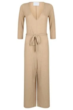 Cossac | Beige Long Sleeve Knit Jumpsuit