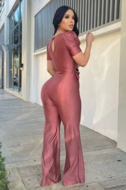 WITH LOVE Satin Bandage Shoulder Puff Sleeve Jumpsuit 9 WITH LOVE Satin Bandage Shoulder Puff Sleeve Jumpsuit -Layer Outfit 39044227956994 5