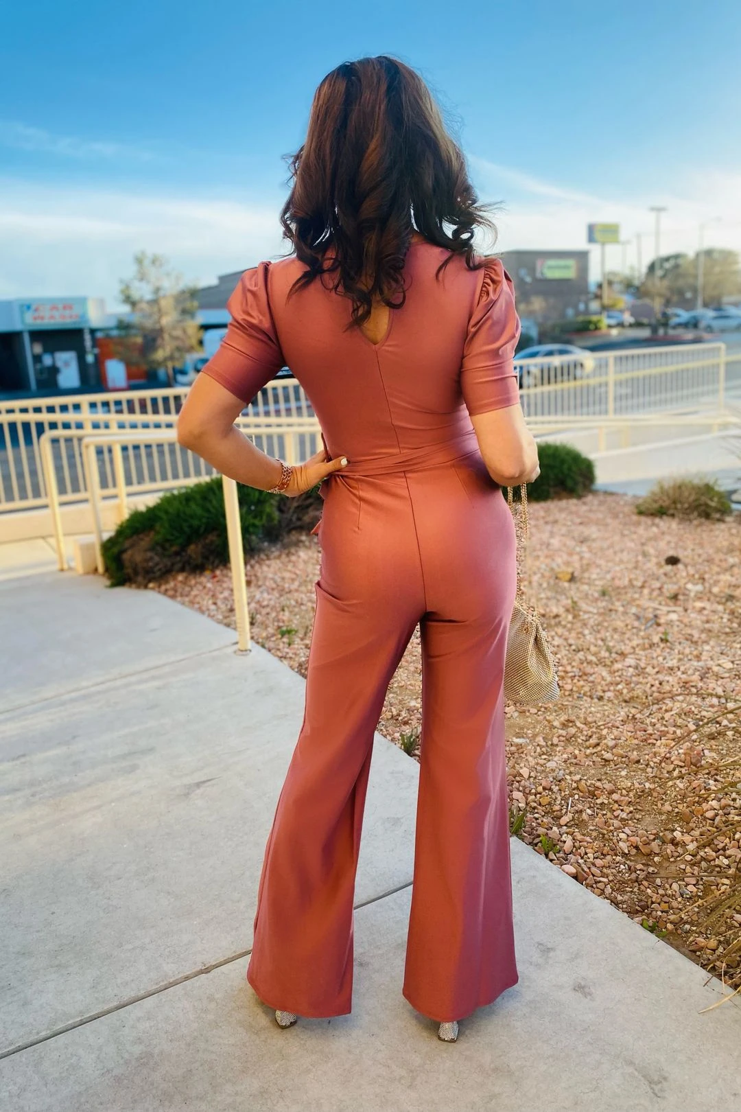 WITH LOVE Satin Bandage Shoulder Puff Sleeve Jumpsuit 3 WITH LOVE Satin Bandage Shoulder Puff Sleeve Jumpsuit