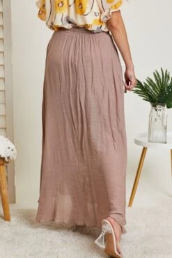 Sweet Lovely By Jen Full Size Leaps And Bounds Slit Maxi Skirt In Mocha -Layer Outfit 39053515555034 4