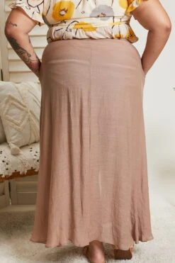 Sweet Lovely By Jen Full Size Leaps And Bounds Slit Maxi Skirt In Mocha -Layer Outfit 39053515653338 7