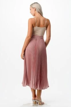 Pleated W/ Belt Dusty Pink Skirt 9 Pleated W/ Belt Dusty Pink Skirt -Layer Outfit 39073065107685 4