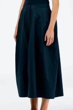 Eco Poplin Lantern Skirt - Navy -Layer Outfit 39085861273821 2