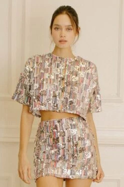 The Diamond Rainbow Top + Mini Skirt Set - Sold Separately