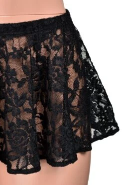 Black Stretch Lace Micro Mini Skirt (8" Long) -Layer Outfit 39122526961894 5