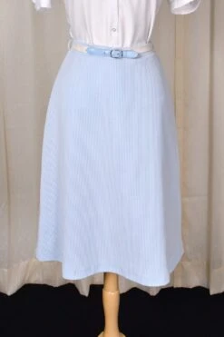 1960s Blue White Striped Skirt