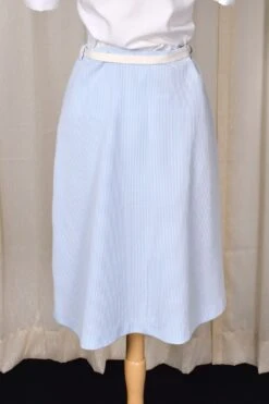 1960s Blue White Striped Skirt -Layer Outfit 39131419836664 7