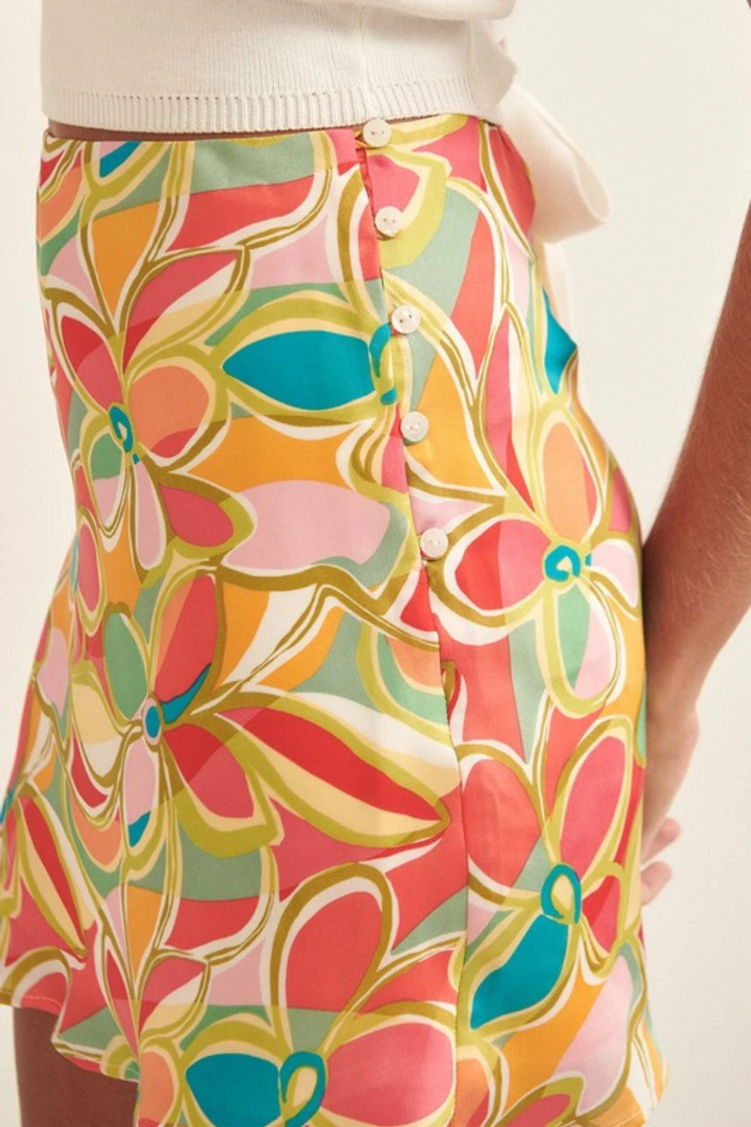 Bold Flower Satin Mini Skirt 5 Bold Flower Satin Mini Skirt - Image 3